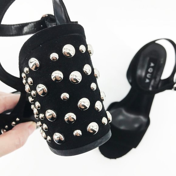 ❌SOLD❌NEW🌸AQUA Bells Studded Suede Ankle Strap Sandals - Picture 9 of 11